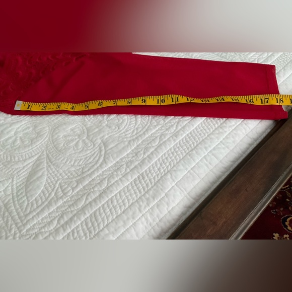 LAVENA FASHION, RED LACE BLOUSE WITH SCALLOP FRIDGE HEM, SIZE: L - Picture 8 of 12